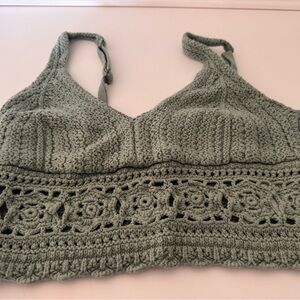 Hollister Green Crochet Crop Top